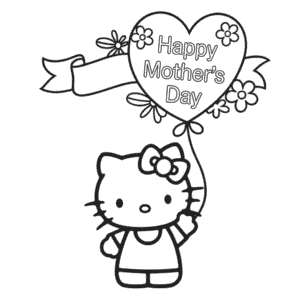 Dibujo de Hello Kitty Feliz Día de las Madres para Colorear