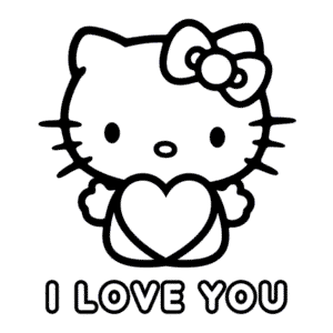 Dibujo de Hello Kitty Te Amo para Colorear