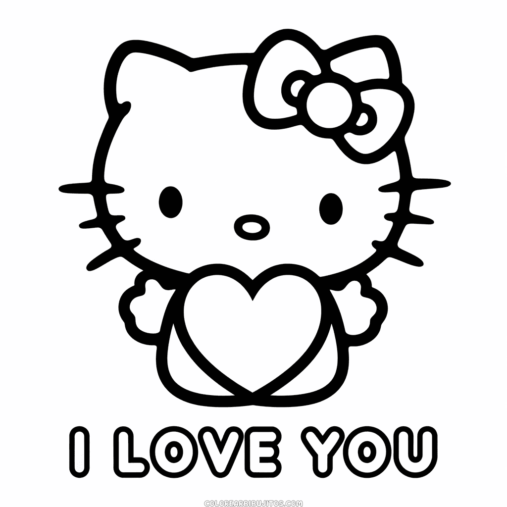 Dibujo de Hello Kitty Te Amo para Colorear