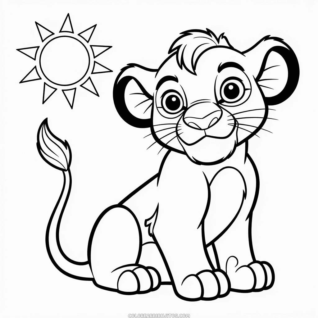 Dibujo de Imprimible Gratis El Rey León para Colorear