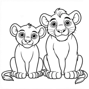 Dibujo de Kiara y Kovu El Rey León para Colorear