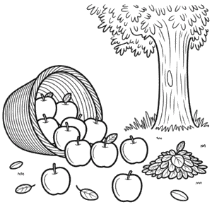 Dibujo de Manzana Otoñal para Colorear