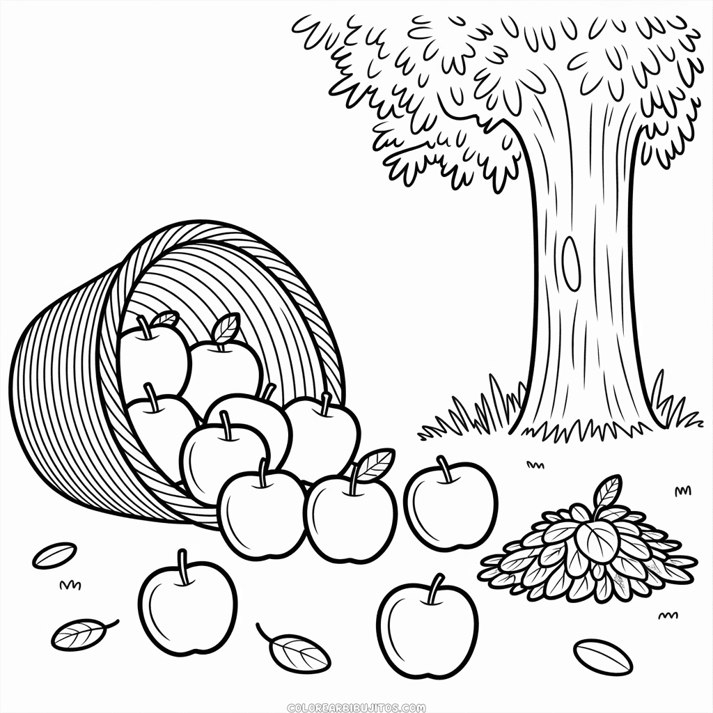 Dibujo de Manzana Otoñal para Colorear