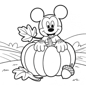 Dibujo de Mickey Otoñal para Colorear