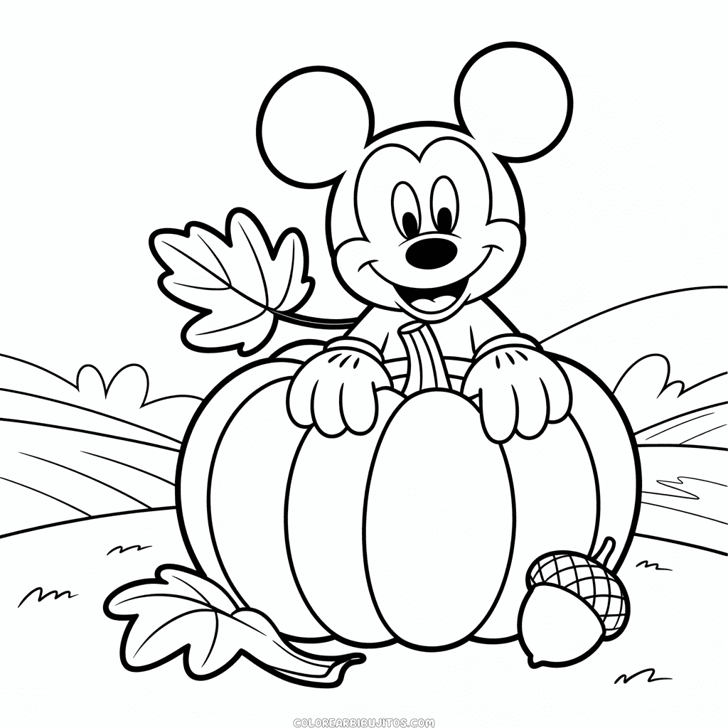 Dibujo de Mickey Otoñal para Colorear