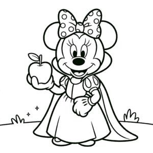 Dibujo de Minnie Mouse Vestida de Blancanieves para Colorear