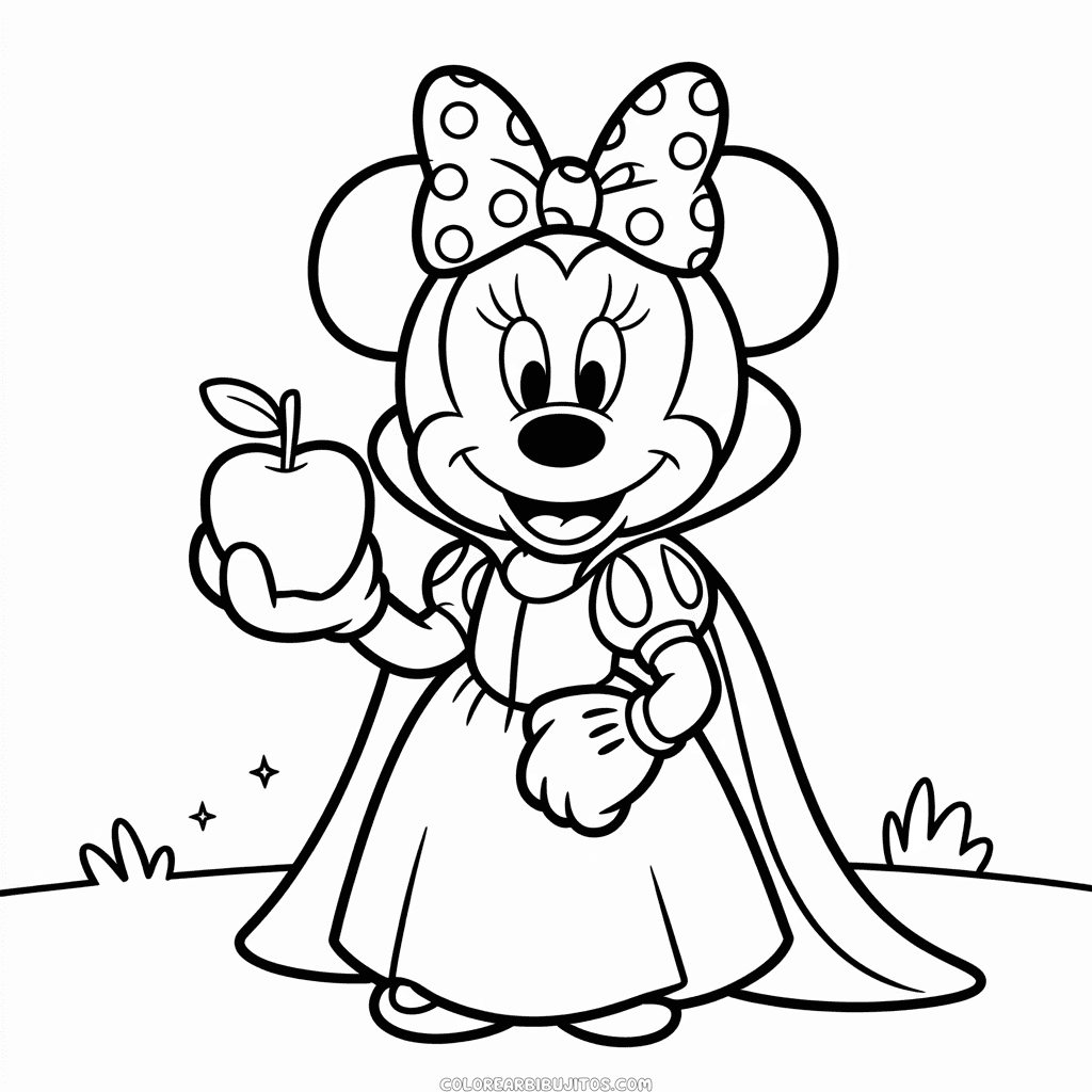 Dibujo de Minnie Mouse Vestida de Blancanieves para Colorear