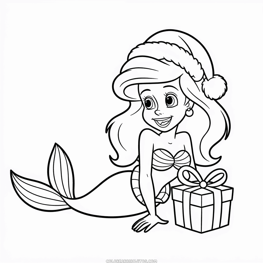 Dibujo de Navidad de Ariel para Colorear