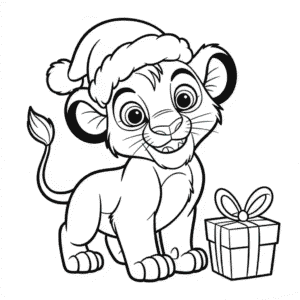 Dibujo de Navidad en El Rey León para Colorear