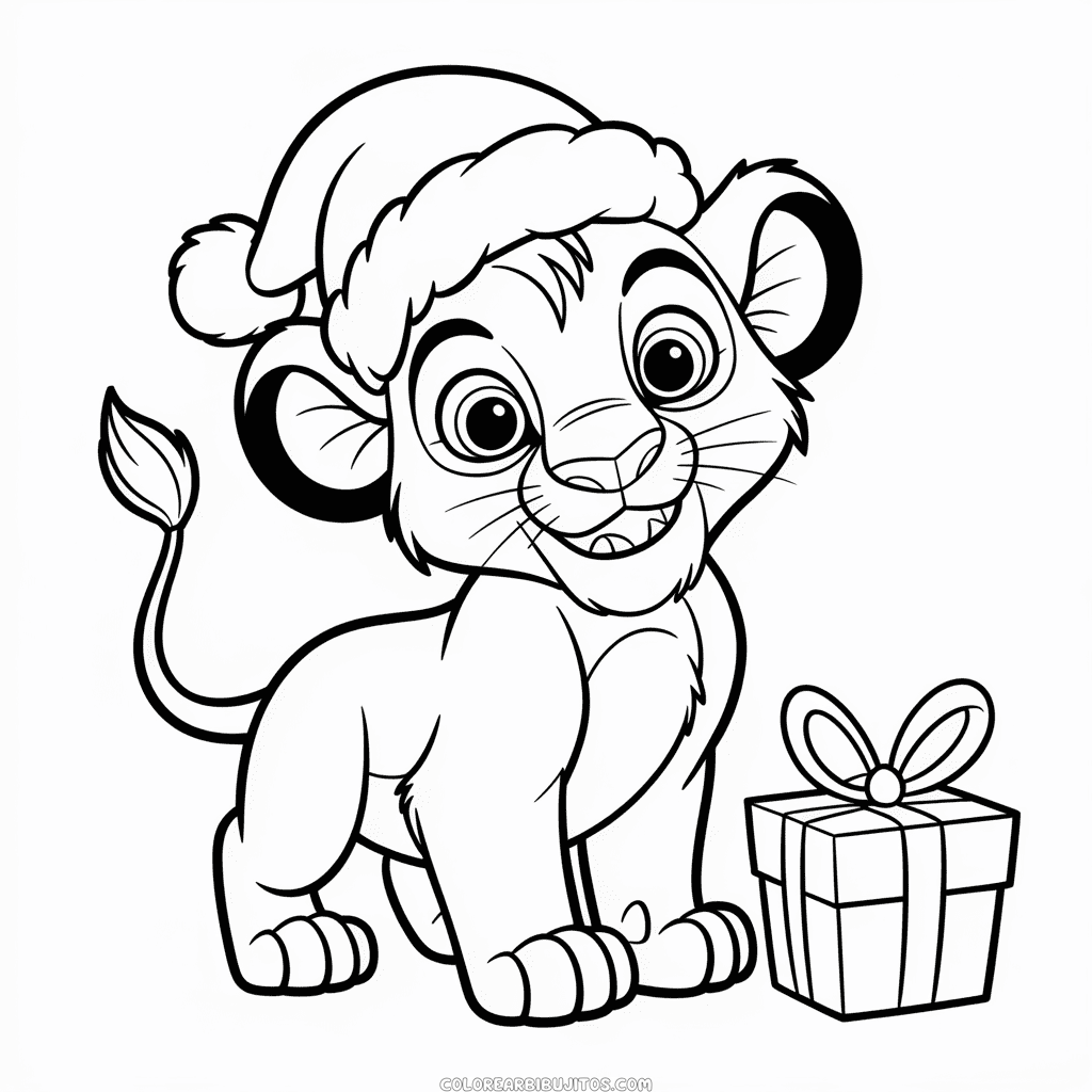 Dibujo de Navidad en El Rey León para Colorear