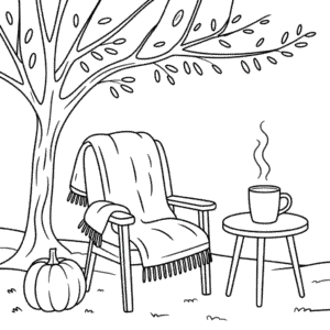 Dibujo de Otoño Acogedor para Colorear