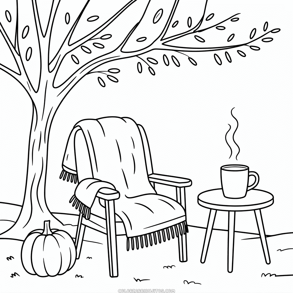 Dibujo de Otoño Acogedor para Colorear