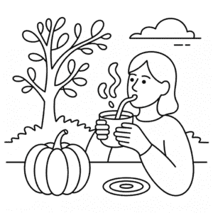 Dibujo de Otoño Fácil Adultos para Colorear