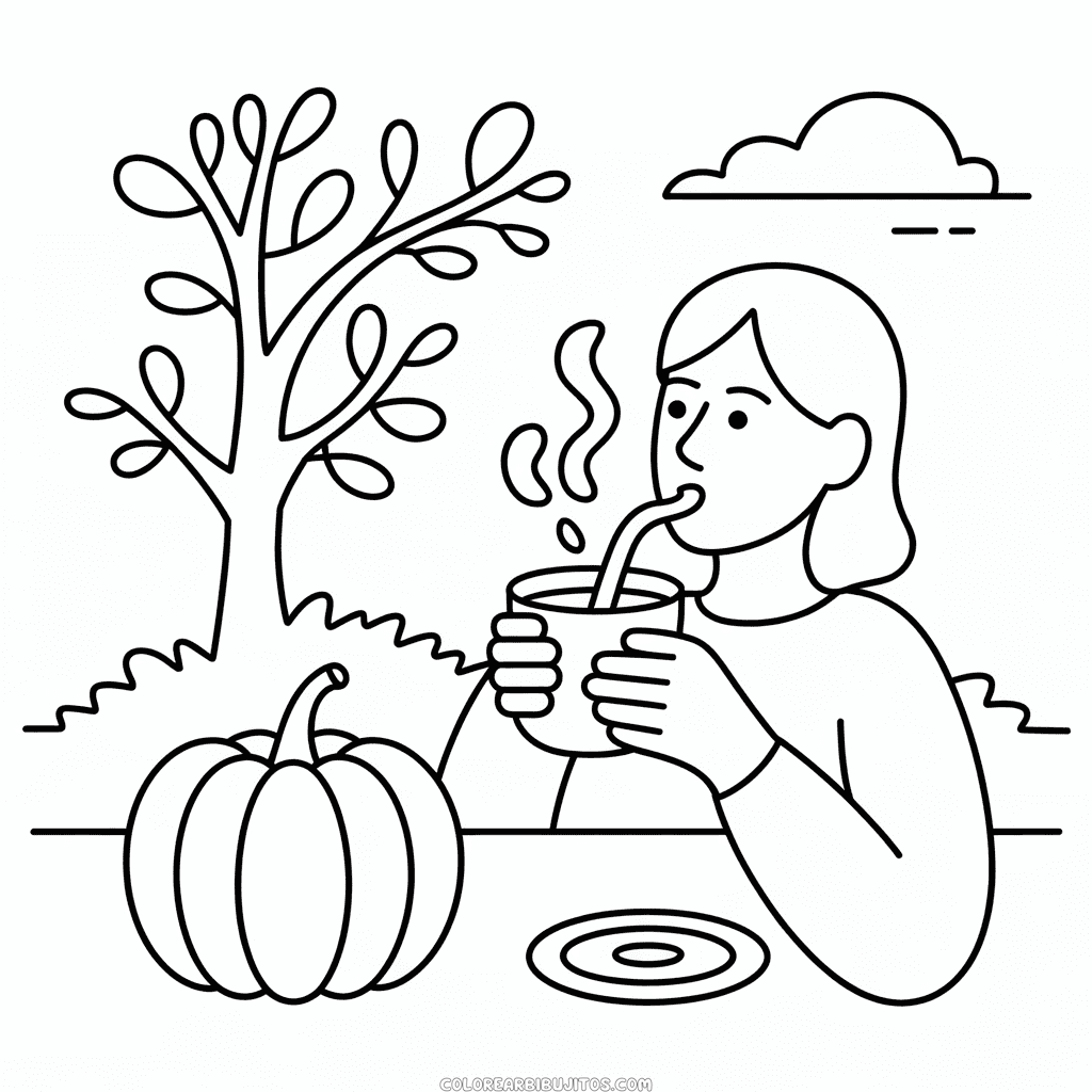 Dibujo de Otoño Fácil Adultos para Colorear