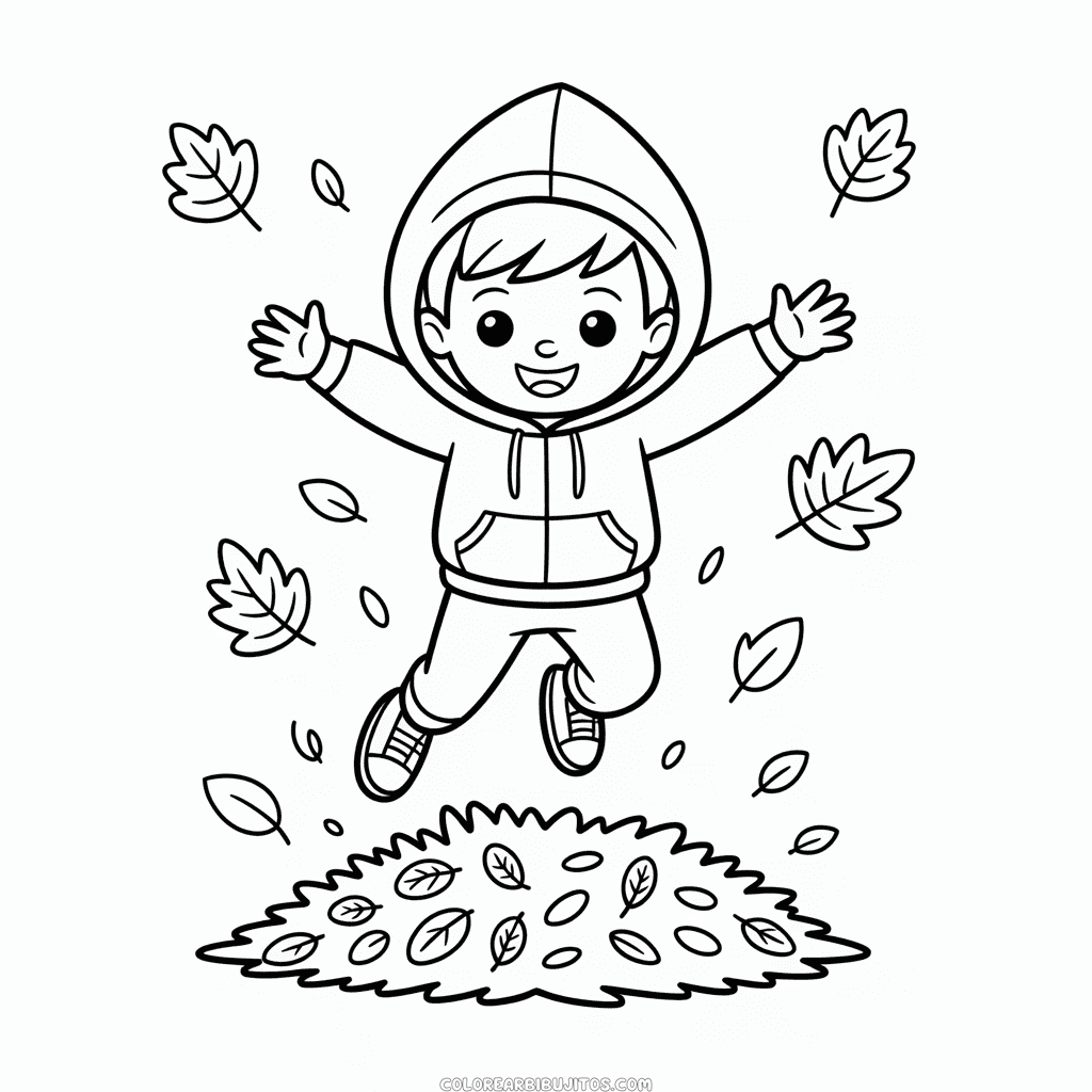 Dibujo de Otoño Fácil para Niños para Colorear