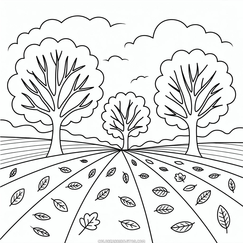 Dibujo de Paisaje Otoñal para Colorear