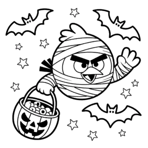 Dibujo de Pájaro Enojado Halloween para Colorear