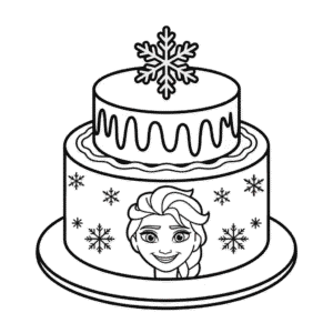 Dibujo de Pastel de Elsa para Colorear
