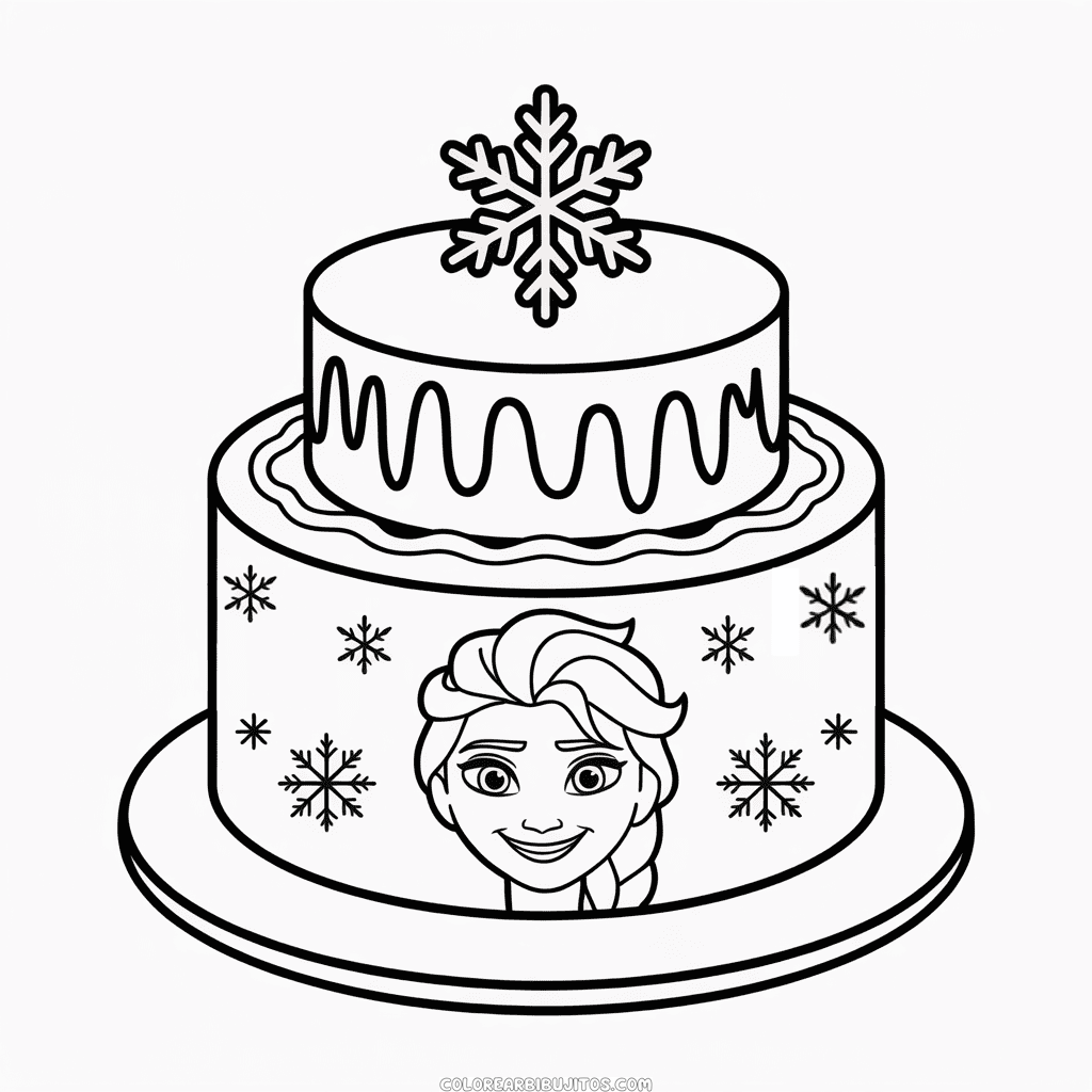 Dibujo de Pastel de Elsa para Colorear
