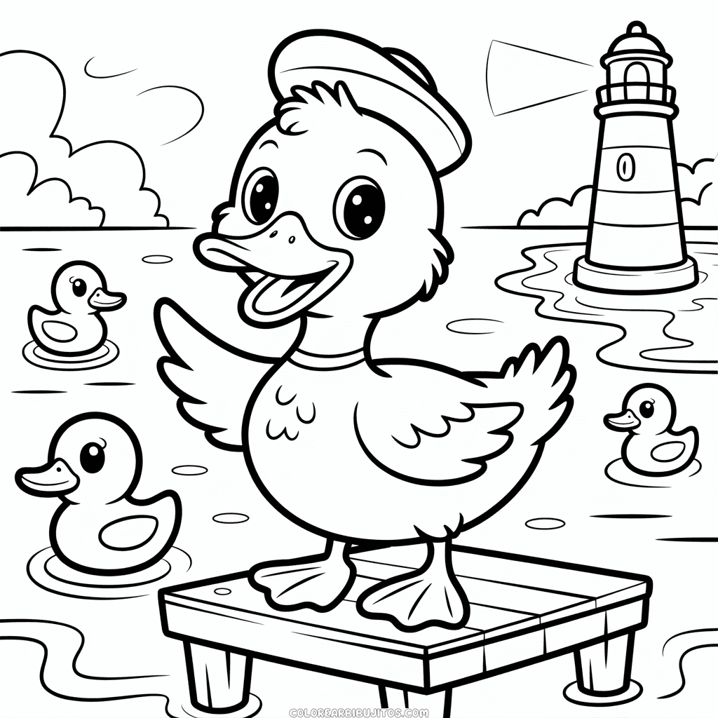 Dibujo de Pato de Dibujos Animados para Colorear