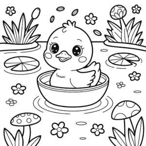 Dibujo de Pato Kawaii para Colorear