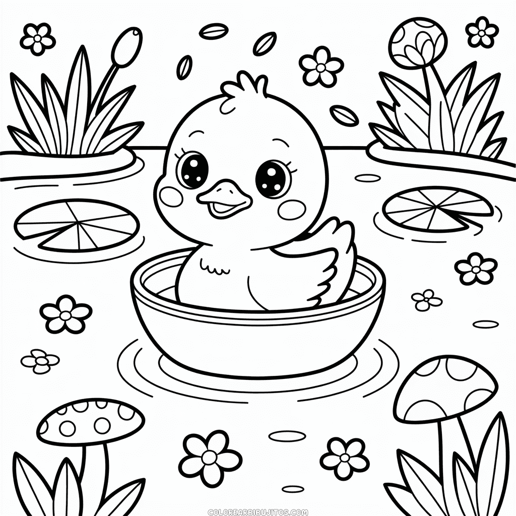 Dibujo de Pato Kawaii para Colorear
