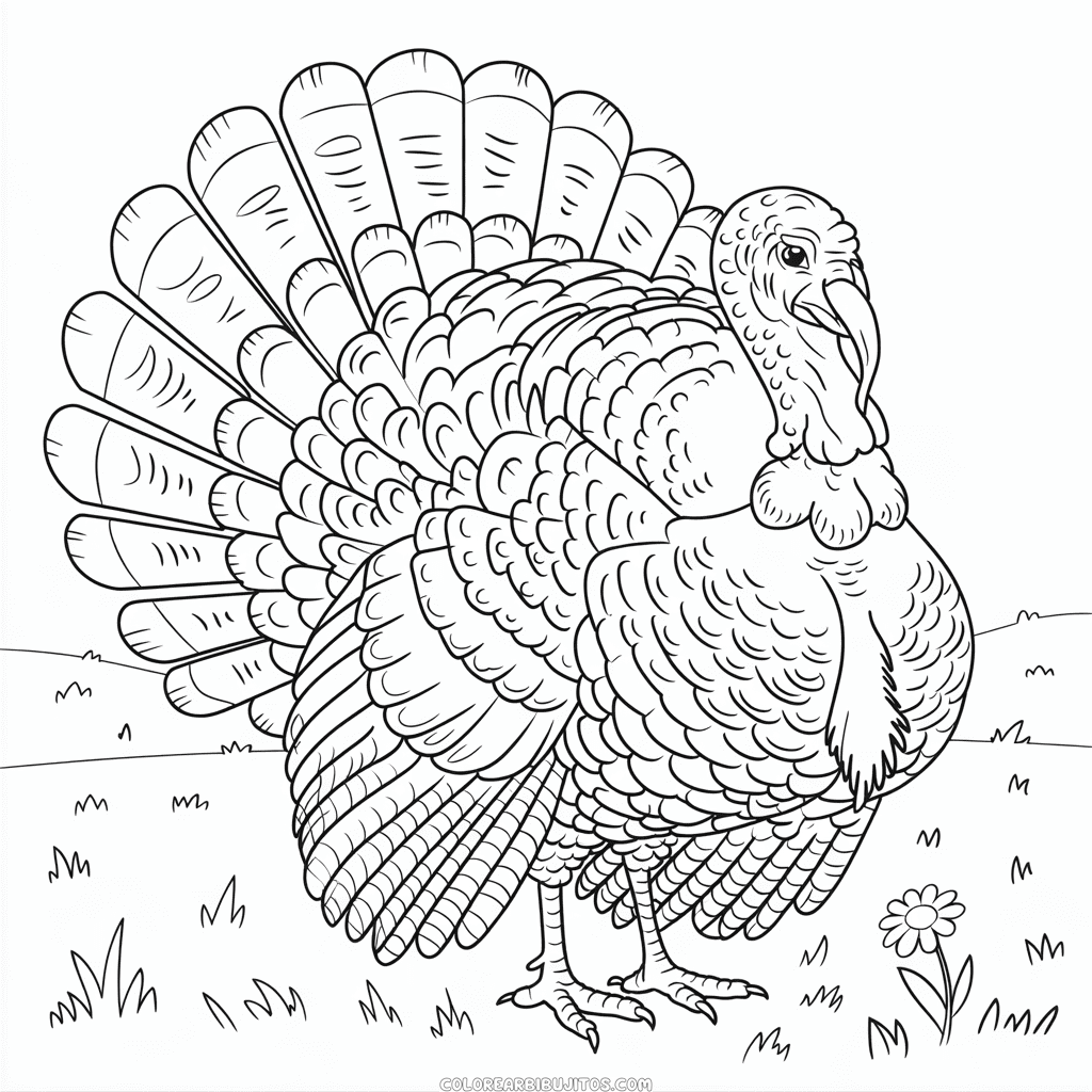 Dibujo de Pavo Adulto para Colorear