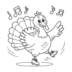 Dibujo de Pavo Bailando para Colorear