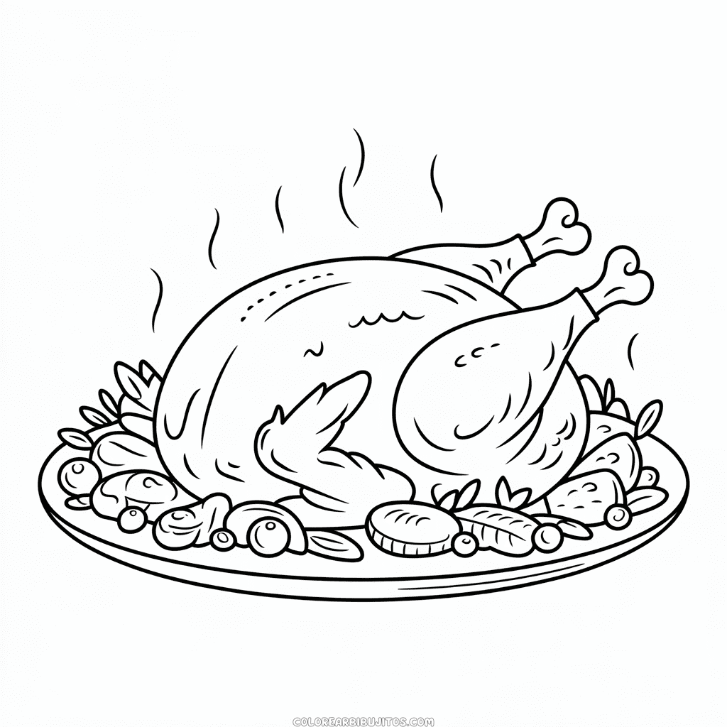 Dibujo de Pavo de Acción de Gracias para Colorear