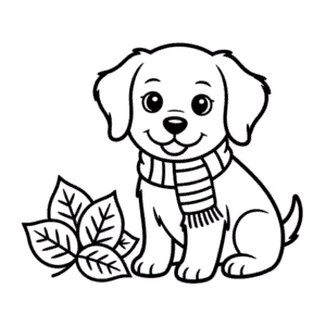 Dibujo de Perro Otoño para Colorear