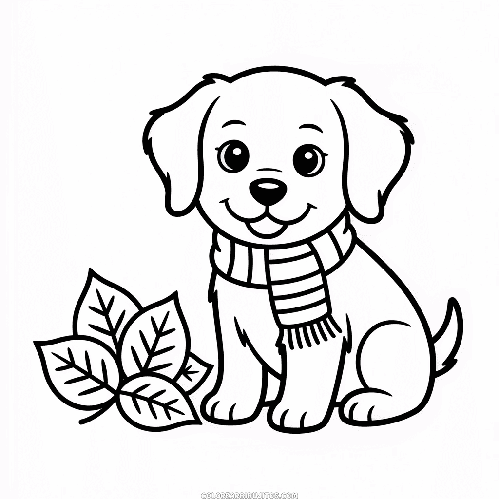 Dibujo de Perro Otoño para Colorear