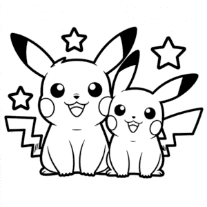 Dibujo de Pichu y Pikachu para Colorear