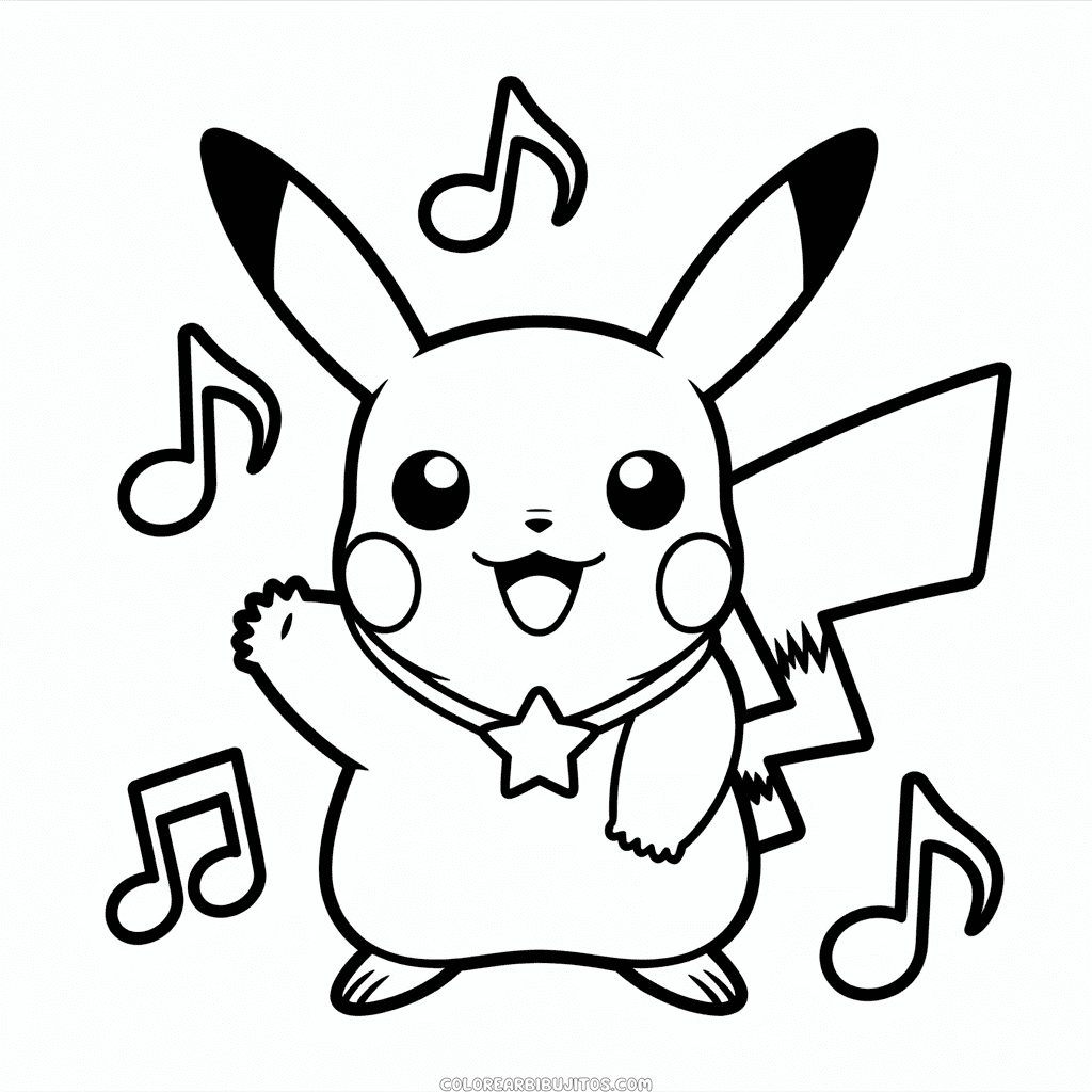 Dibujo de Pikachu Estrella Pop para Colorear