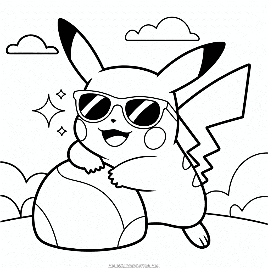 Dibujo de Pikachu Genial para Colorear