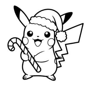 Dibujo de Pikachu Navideño para Colorear