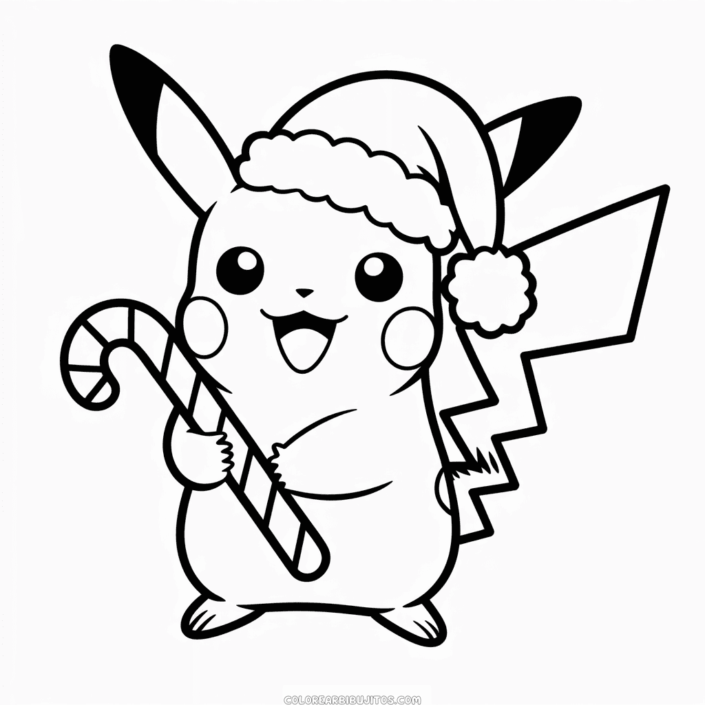 Dibujo de Pikachu Navideño para Colorear