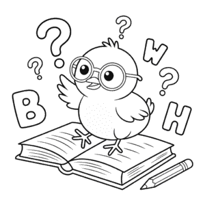 Dibujo de Pollito Bebé Aprendiendo para Colorear