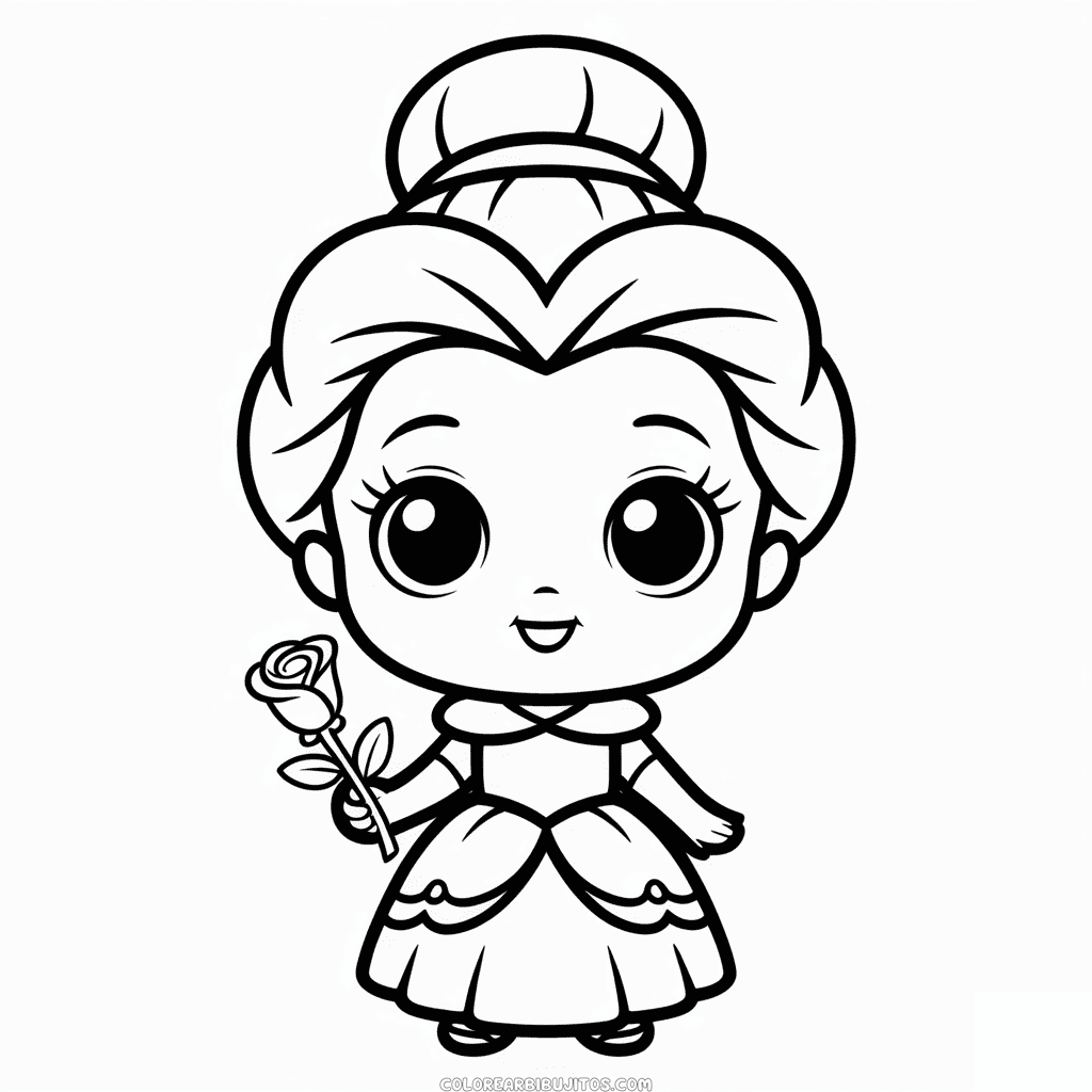 Dibujo de Princesas Disney Chibi para Colorear