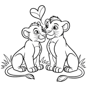 Dibujo de Simba y Nala para Colorear