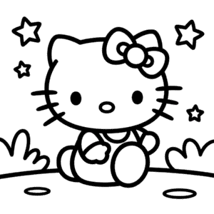 Dibujo de Simple Hello Kitty para Colorear