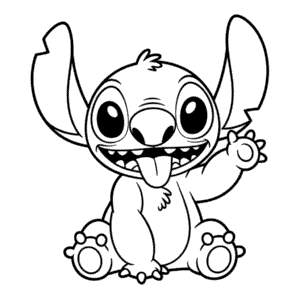 Dibujo de Stitch Feliz para Colorear