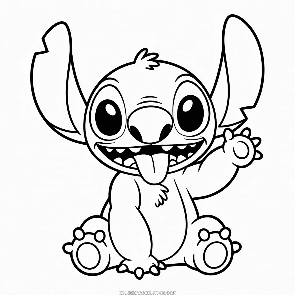 Dibujo de Stitch Feliz para Colorear
