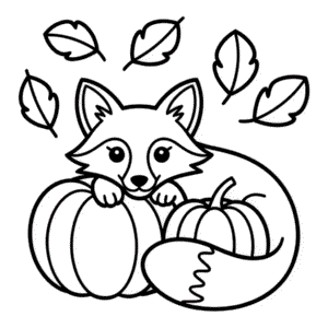 Dibujo de Zorro en Otoño para Colorear