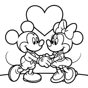 Dibujo de Adorables Mickey y Minnie para Colorear