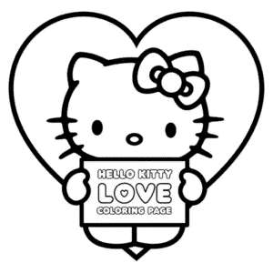 Dibujo de Amor de Hello Kitty para Colorear
