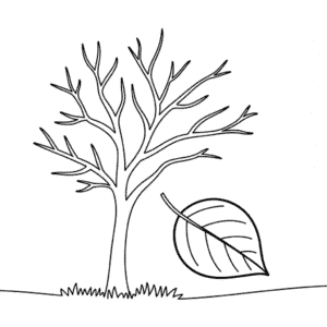Dibujo de Árbol Otoñal Desnudo para Colorear