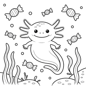 Dibujo de Axolotl de Halloween para Colorear