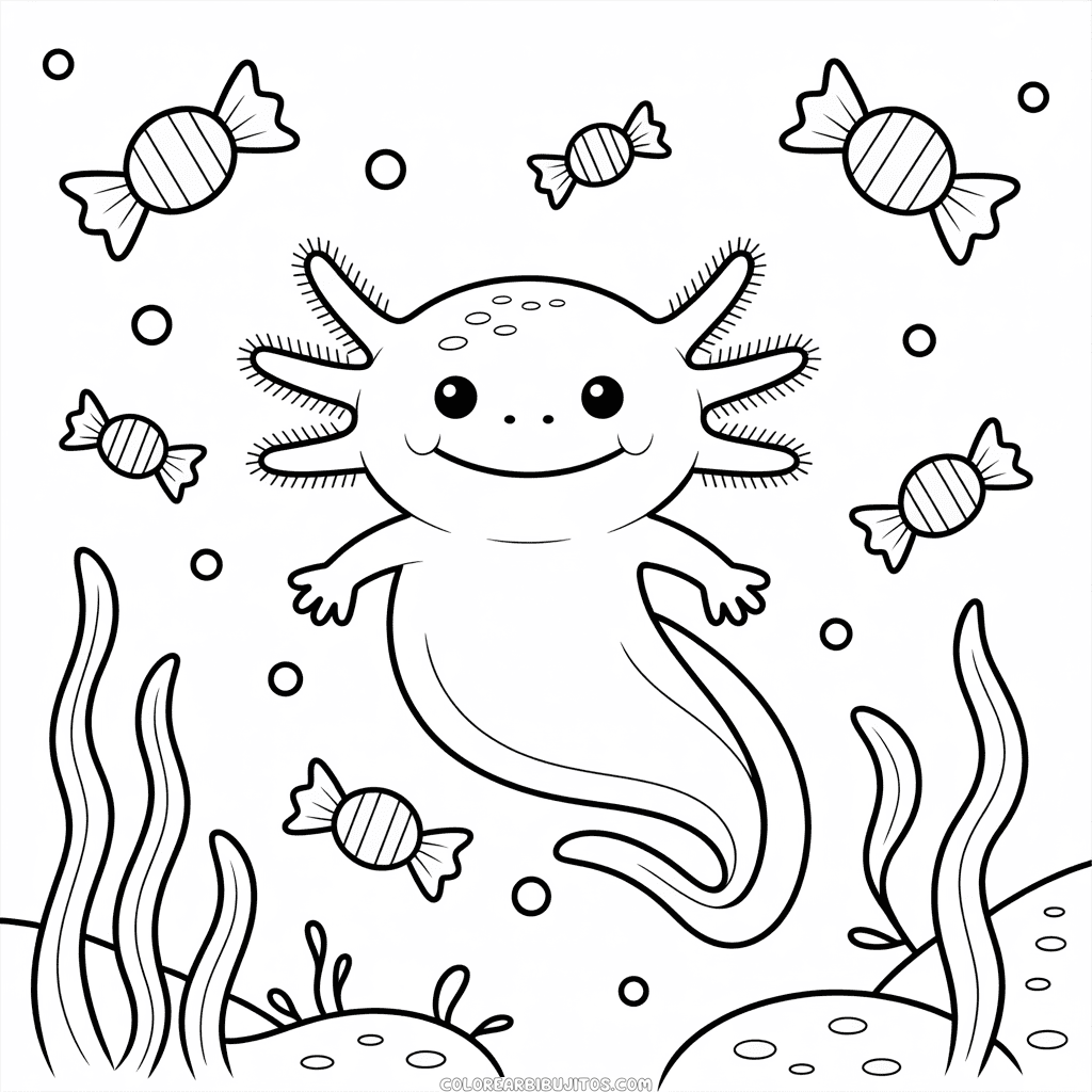 Dibujo de Axolotl de Halloween para Colorear