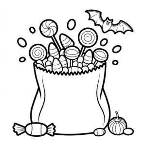 Dibujo de Bolsa de Dulces de Halloween para Colorear