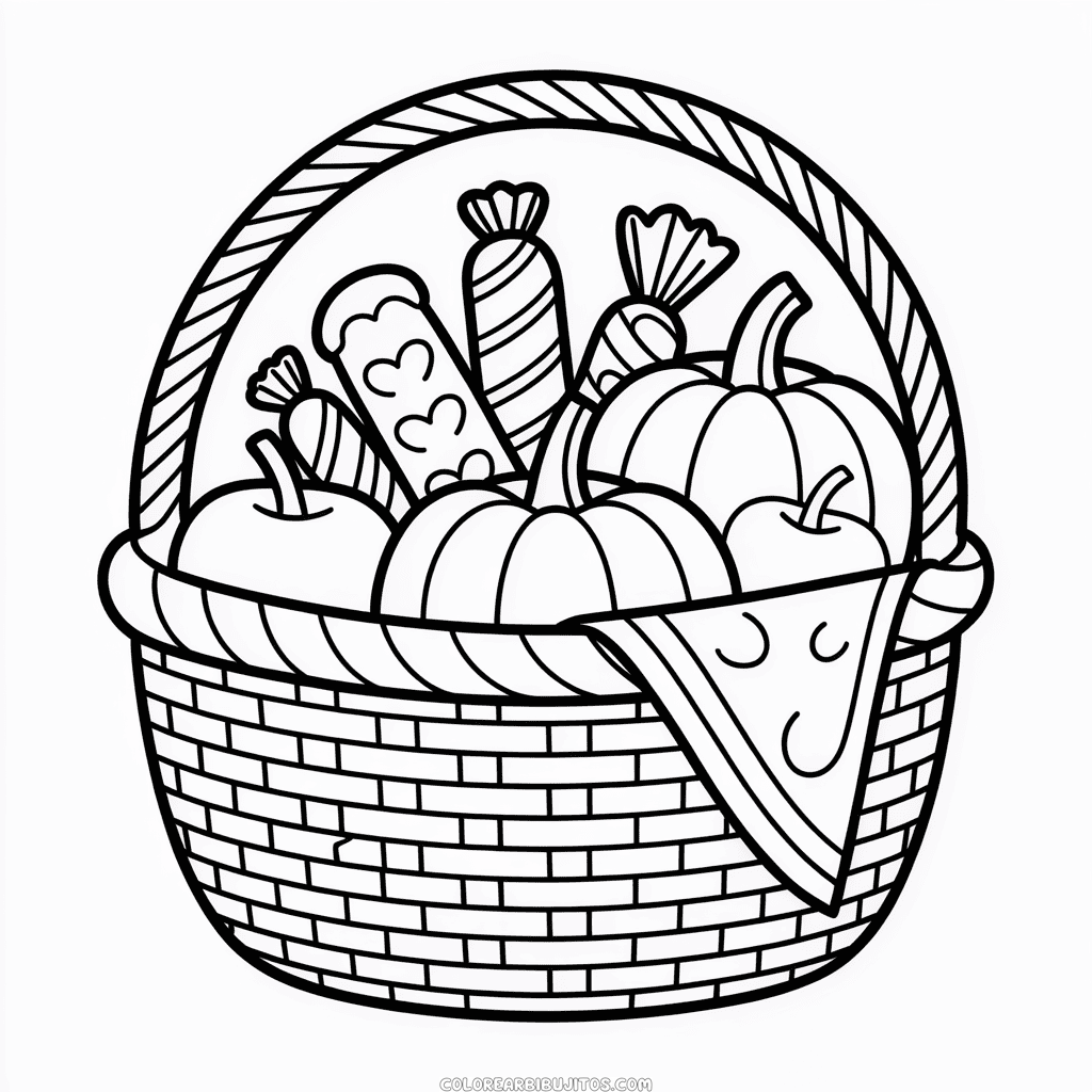 Dibujo de Canasta de Halloween para Colorear